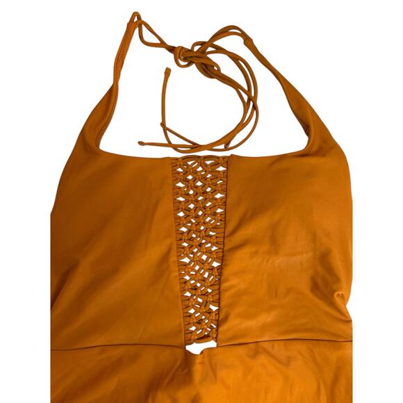 Aerie One-Piece Swimsuit Size M – Rust Orange Crochet Front Halter - Picture 5 of 7